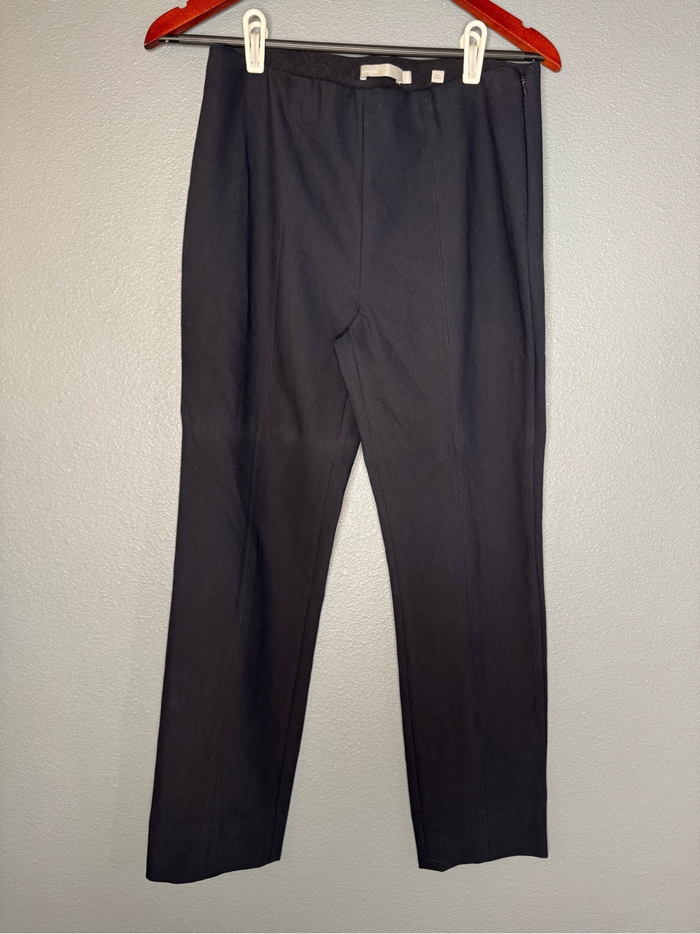 Vince Black Ponte Pull On Slim Pants Medium Stitch Seam Bobbi High Rise